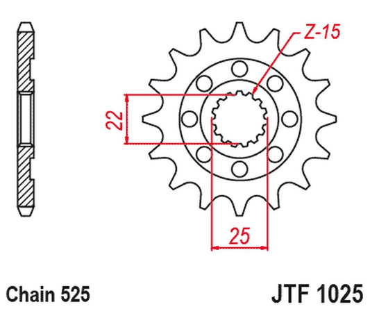 Front Sprocket 2354 15 ROYAL ENFIELD HIMALAYAN 411 '16-'22, SCRAM 411 '22-'23, CINTINENTAL / INTERCEPTOR 650 '19-'22 (235415JT) (Chain.525), JT Sprockets