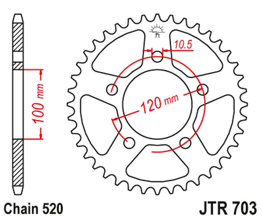 Rear Sprocket 4396 43 APRILIA RS / TUONO 660 '21-'24, TOUNO FACTORY 660 '22, (439643JT) (Chain. 520) (OEM: CM306201), JT Sprockets