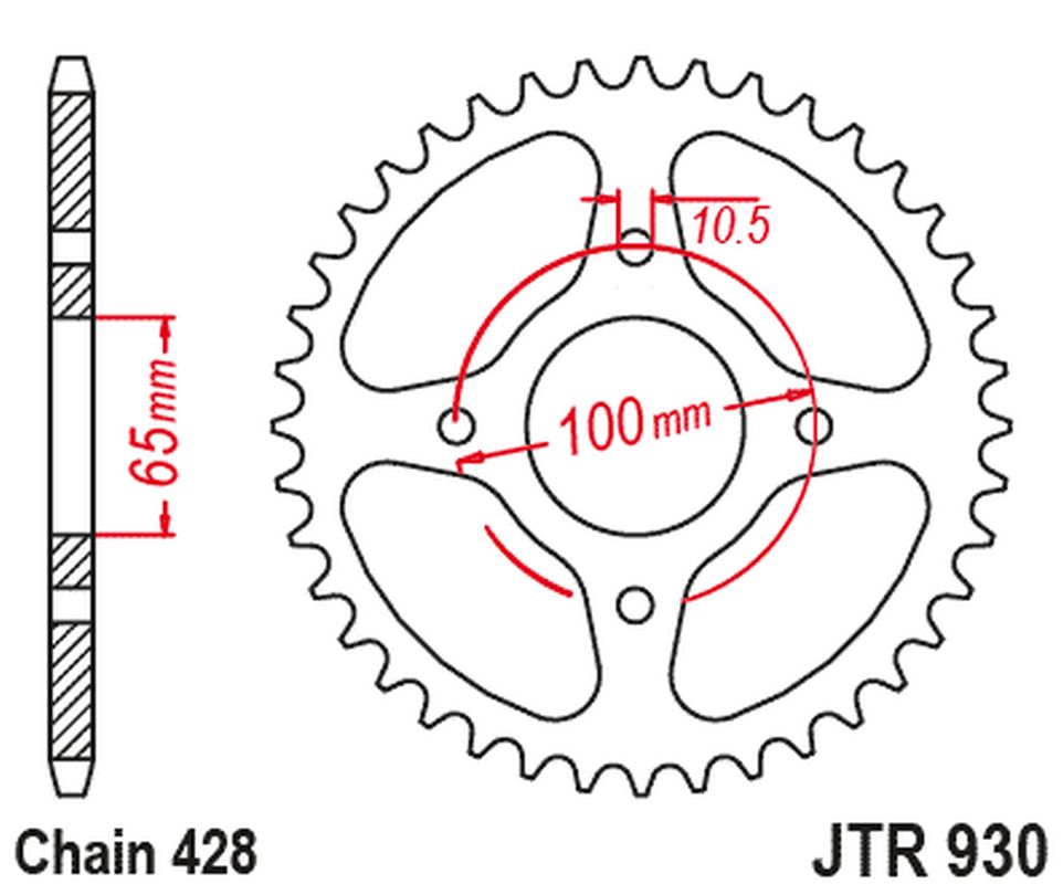 Rear Sprocket SYM VF 185 '18-'23 (Chain. 520), JT Sprockets
