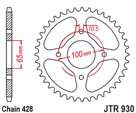 Rear Sprocket SYM VF 185 '18-'23 (Chain. 520), JT Sprockets