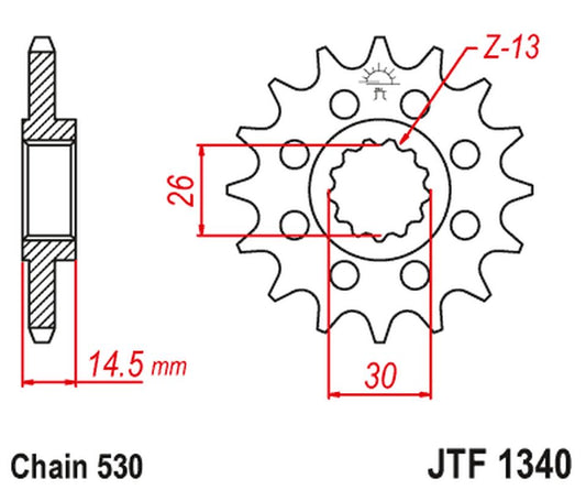 Front Sprocket 1340 18 HONDA CB 1100 SA / EX '14-'19, CB 1100 RS 17-'20 (JTF1340.18) (Chain. 530), JT Sprockets