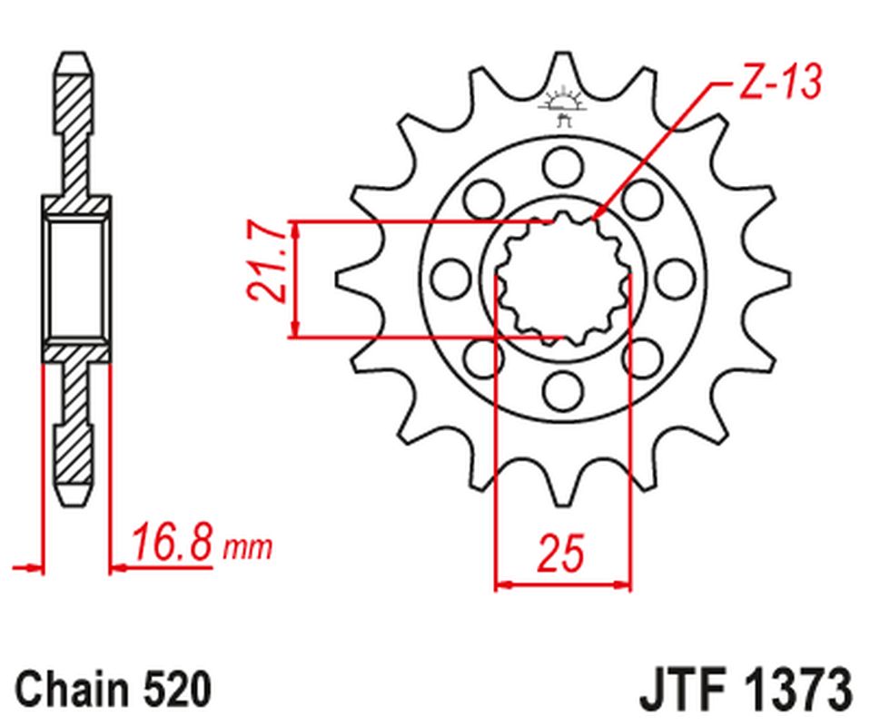 Front Sprocket 2042 16 HONDA NC 750X/S/DCT '14-'15, INTEGRA 750 DCT '14-'15 (204216JT) (Chain. 520), JT Sprockets