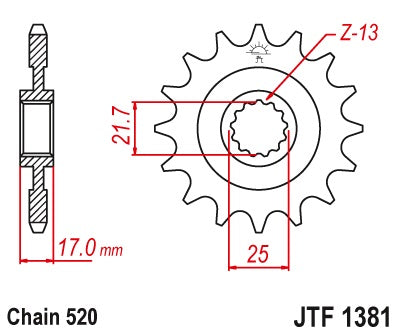 Front Sprocket 2042 16 Z Rubber HONDA CB 500F/X '13-'15, CBR 500R '13-'15 (204216JTRB) (Chain. 520), JT Sprockets