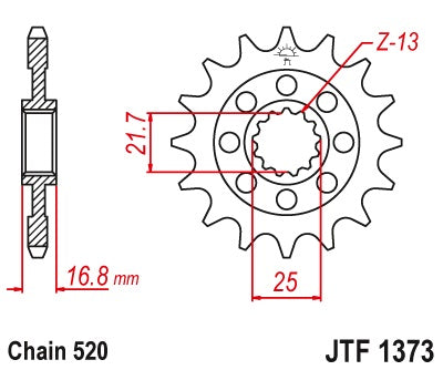 Front Sprocket 2042 16 Z Rubber HONDA NC 700S/X '12-'13, INTEGRA 700D '12-'13 (JTF1373.16RB)* (Chain. 520), JT Sprockets
