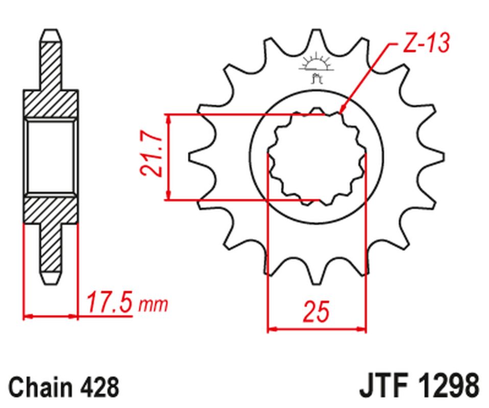 Front Sprocket 2048 17 HONDA CBR 250 '90-00' VT/VTR 250 '89-90' (204817JT) (Chain. 428), JT Sprockets