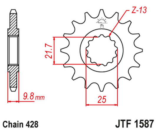 Front Sprocket 2049 19 YAMAHA FZR 400 '88-95', SR 400 '88-17' SR 500 '91-00' (204919JT) (Chain. 428), JT Sprockets