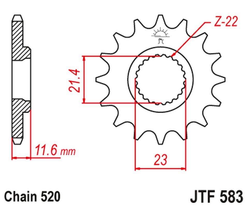 Front Sprocket 2051 14 YAMAHA TT 250 '93-04' (205114JT) (Chain. 520), JT Sprockets