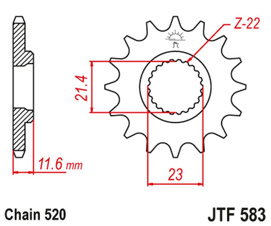 Front Sprocket 2051 14 YAMAHA TT 250 '93-04' (205114JT) (Chain. 520), JT Sprockets