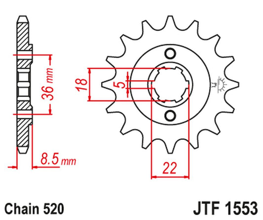 Front Sprocket 2052 14 YAMAHA XT 250 TL (JAPAN) '83-84' SRX 250 '87' (205214JT) (Chain. 520) , JT Sprockets