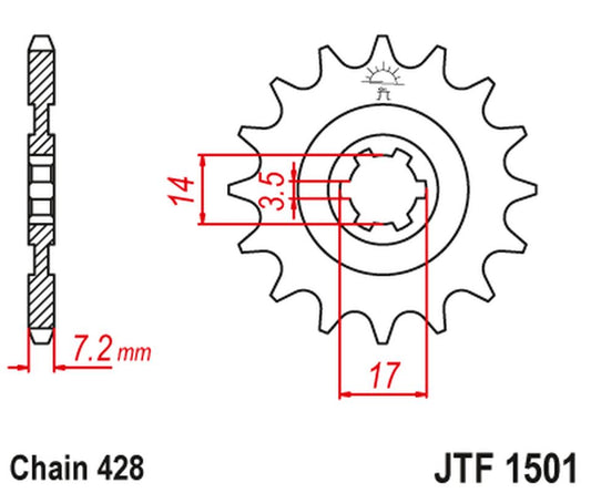 Front Sprocket 2054 13 KAWASAKI KLT/KLF 110 '84-88', KLX 140 '08-20' (205413JT) (Chain. 428), JT Sprockets