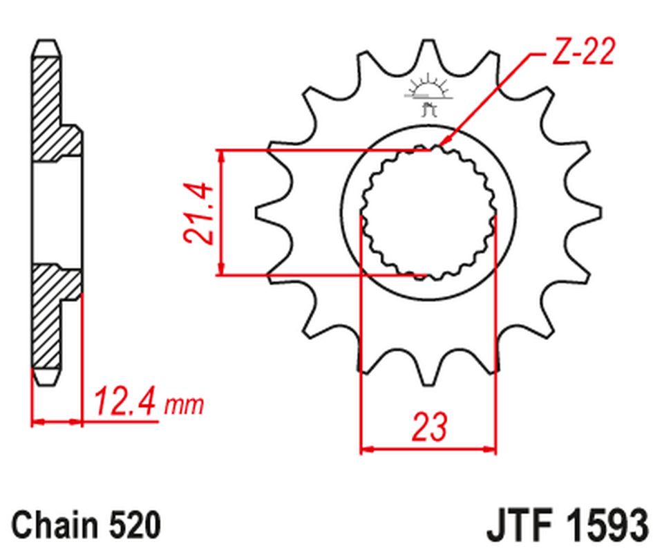 Front Sprocket 2054 14 YAMAHA YFM 250 RAPTOR '08-13' (205414JT) (Chain. 520), JT Sprockets