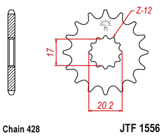 Front Sprocket 2064 12 YAMAHA TZR 50 (SPAIN) (206412JT) (Chain. 428) KONWERSJA, JT Sprockets