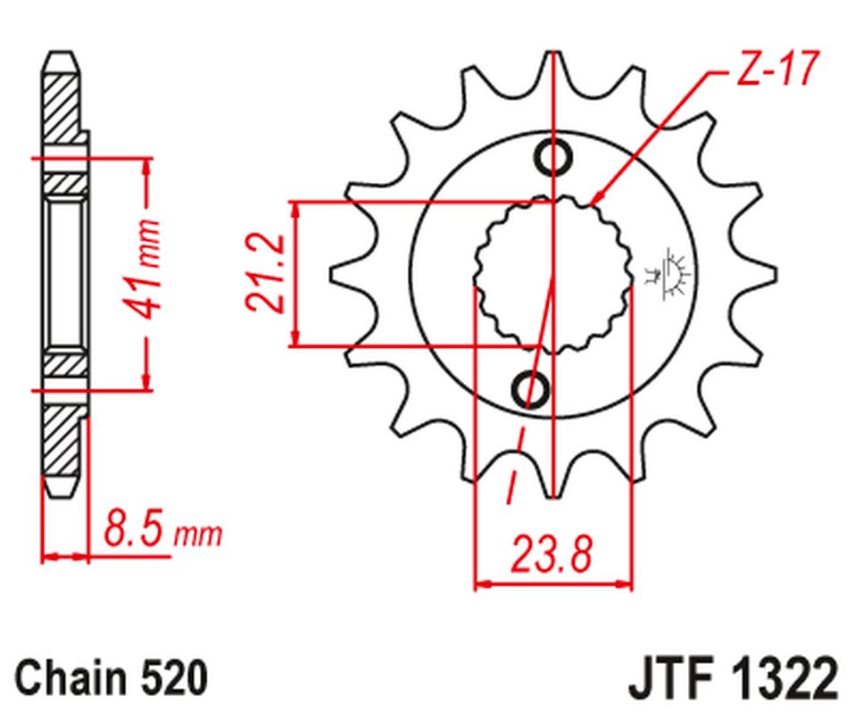 Front Sprocket 2071 13 HONDA XR 400 '96-'05, TRX 400 (207113JT) (Chain. 520), JT Sprockets