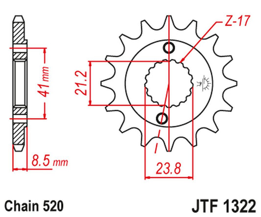 Front Sprocket 2071 13 HONDA XR 400 '96-'05, TRX 400 (207113JT) (Chain. 520), JT Sprockets