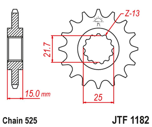 Front Sprocket 2082 14 TRIUMPH TT/DAYTONA/SPEED FOUR 600 '00-05' DAYTONA 650 '05, (208214JT) (Chain. 525), JT Sprockets