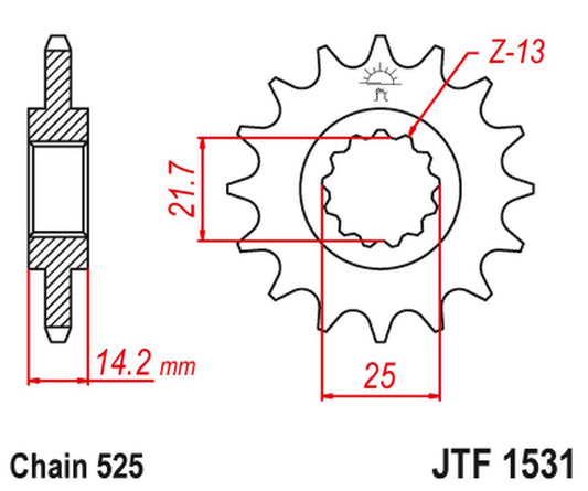 Front Sprocket 2083 15 KAWASAKI ZR 750 '95-99' (208315JT) (Chain. 525), JT Sprockets