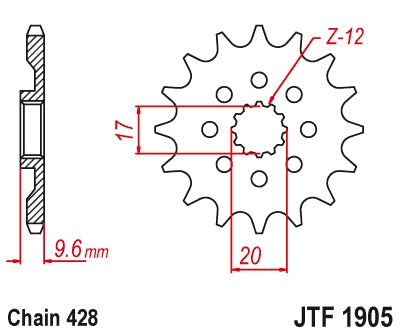 Front Sprocket 2084 13 KTM SX 85 18-24, HUSQVARNA TC 85 18-24 (JTF1905.13)* (Chain. 428), JT Sprockets