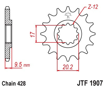 Front Sprocket 2084 14 KTM SX 85 04-17 (+1) (208414JT) (Chain. 428), JT Sprockets