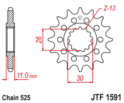 Front Sprocket 2091 15 Z Rubber YAMAHA FZ8 '10-'15, MT 09 '14-'20, MT 07 '14-'24 TDM 900 '02-'13 TENERE 700 19-, R1 '15'-24, TENERE 700 '20-'24 (209115JTRB) (Chain. 525), JT Sprockets