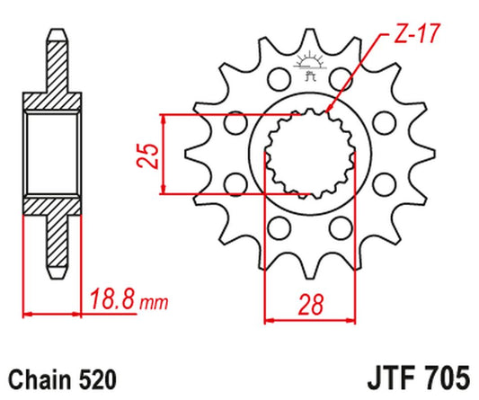 Front Sprocket 2098 16 APRILIA 1000 RSV '98-09' (209816JT) (Chain. 520), JT Sprockets