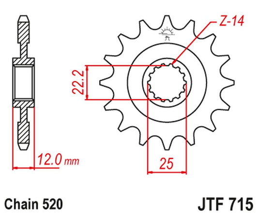 Front Sprocket 2102 13 GAS GAS EC 125/200/250/300/400/450/515 '00-18' (210213JT) (Chain.520), JT Sprockets