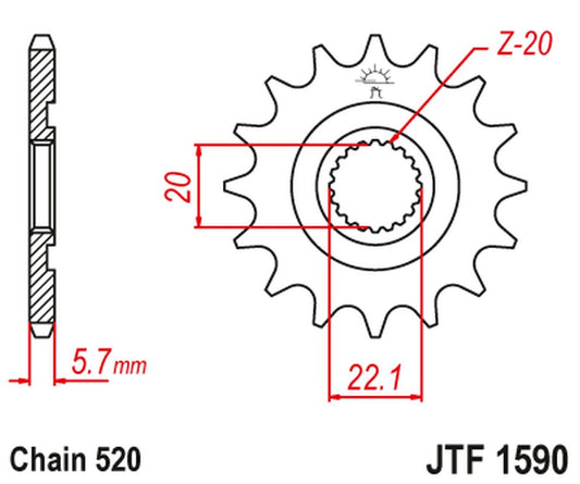 Front Sprocket 2103 13 YAMAHA YZF 250 '01-'25, YZ 125 '05-'25, WR 250F '01-'25 (ORGY.) (210313JT) (Chain. 520), JT Sprockets