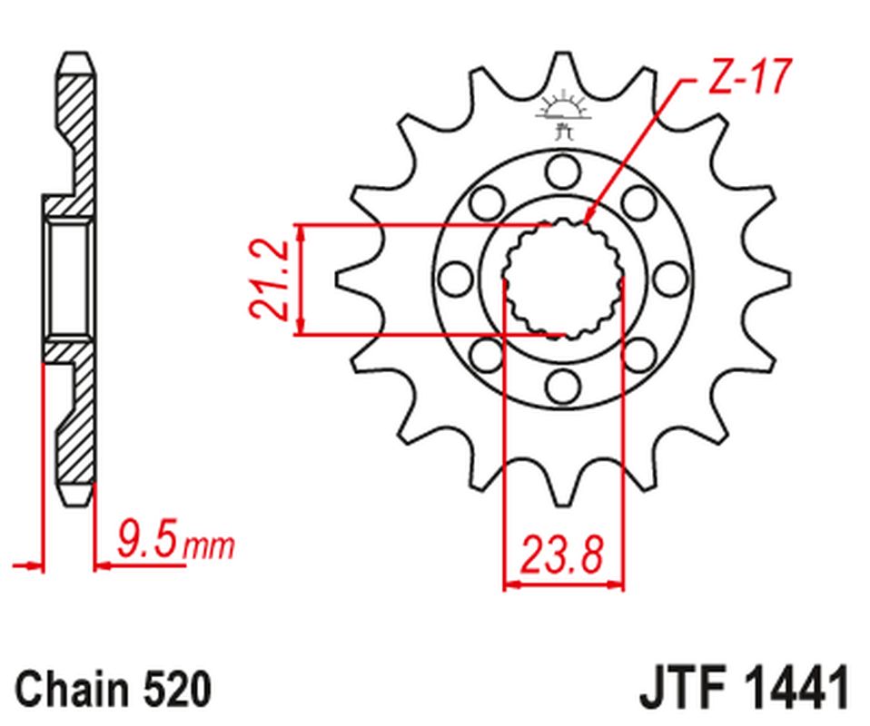 Front Sprocket 2133 15 SUZUKI RMZ 450 '05-'12 (213315JT) (Chain. 520), JT Sprockets