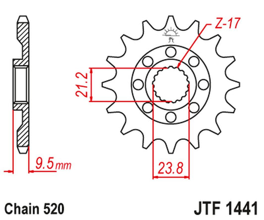 Front Sprocket 2133 15 SUZUKI RMZ 450 '05-'12 (213315JT) (Chain. 520), JT Sprockets