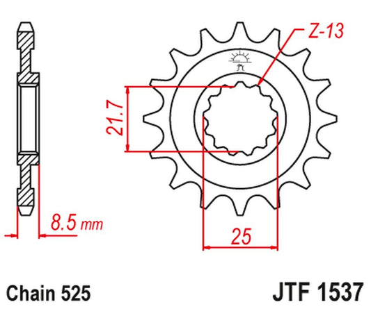 Front Sprocket 2137 18 KAWASAKI ZX10R '04-'18 (213718JT) (Chain. 525), JT Sprockets