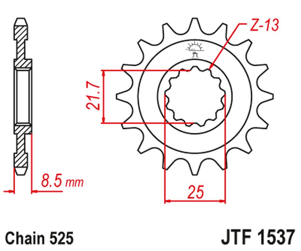 Front Sprocket 2137 19 KAWASAKI ZX10R '04-'18 (213719JT) (Chain. 525), JT Sprockets