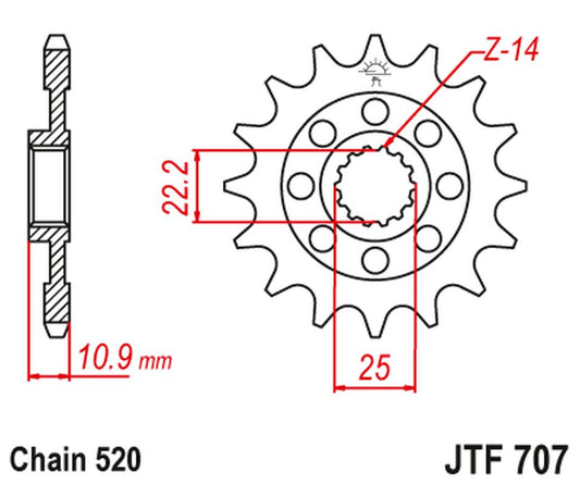Front Sprocket 2145 14 APRILIA 450/550 RXV-SXV 06-12 (214514JT) (Chain.520), JT Sprockets
