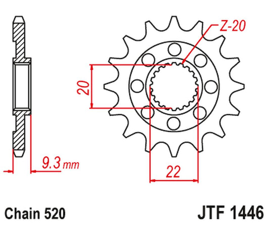 Front Sprocket 2146 13 KAWASAKI KXF 250 '06-'17 (214613JT) (Chain. 520), JT Sprockets