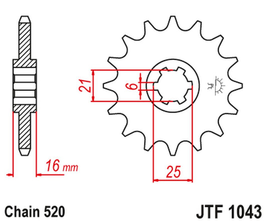 Front Sprocket 2152 14 KYMCO 250 VENOX '04-09' (215214JT) (Chain. 520), JT Sprockets