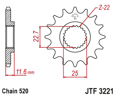 Front Sprocket 2180 11 POLARIS 250/300/325/400/500 (218011JT) (Chain. 520), JT Sprockets