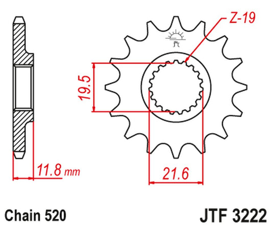 Front Sprocket 2180 12 POLARIS 250/300/350/400/425 '89-99' (218012JT) (Chain. 520), JT Sprockets