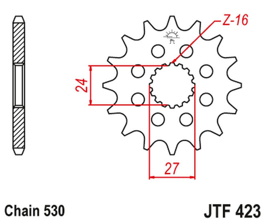 Front Sprocket 2190 17 Z Rubber SUZUKI GSXR 1000 '09-'16, HAYABUSA '08-'23, B-KING '08-'12 (-1) (219017JTRB) (Chain. 530), JT Sprockets