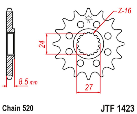 Front Sprocket 2192 15 SUZUKI GSXR 1000 '09-16' (219215JT) (Chain. 520) KONWERSJA, JT Sprockets