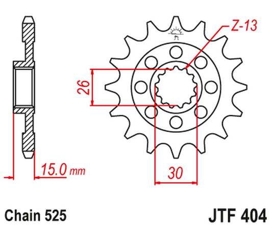 Front Sprocket 2198 14 BMW S1000RR '09-'20 (219814JT) (Chain. 525) (-3), JT Sprockets