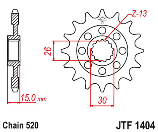 Front Sprocket 2199 15 BMW S1000 RR, '09-22', 1000 HP4 '13-15' (219915JT) (Chain. 520), JT Sprockets