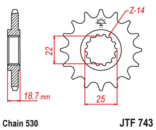 Front Sprocket 2254 14 DUCATI MULTISTRADA 1200 '10-'16 (225414JT), JT Sprockets