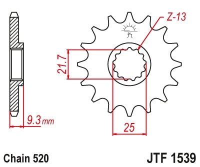 Front Sprocket 2273 15 KAWASAKI EX250/300 NINJA '08-'16 (227315JT) (Chain. 520), JT Sprockets