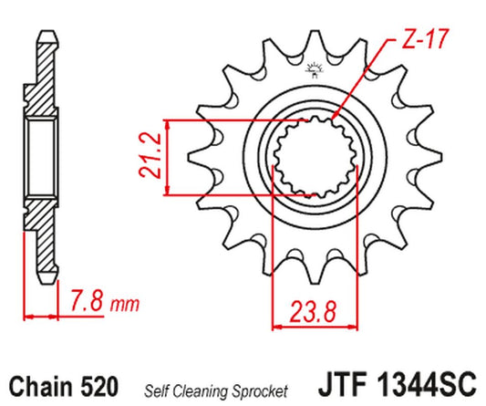 Front Sprocket 2320 13 HONDA CRF 250R '18-'23 Self-cleaning (232013JTSC) (Chain. 520), JT Sprockets