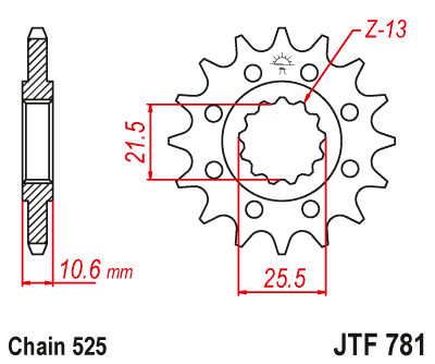 Front Sprocket 2331 14 BENELLI BN 302 '15-'21, 500 LEONCINO '17-'21, TRK 502 '17-'21, TRX 502X '18- , MULTISTRADA 1158 '21-'24 (233114JT) (Chain. 525), JT Sprockets