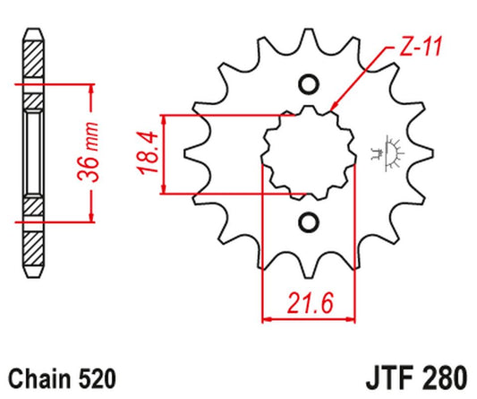 Front Sprocket 2506 13 HONDA XL 250 S/M/N (MD26,MD31), AX 1 (250613JT) (Chain. 520), JT Sprockets