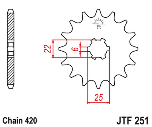 Front Sprocket 255 16 HONDA NSR/MTX 50 (25516JT) (Chain. 420), JT Sprockets