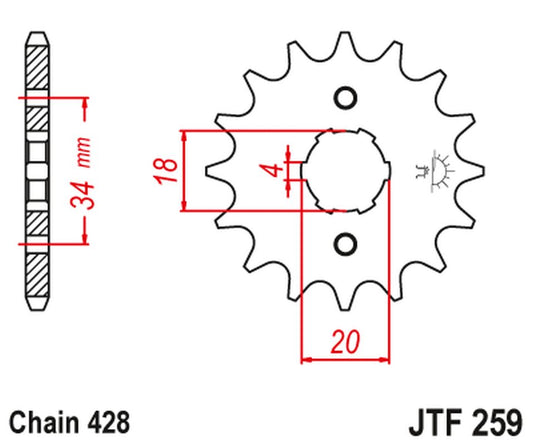 Front Sprocket 259 17 HONDA XL 125, NX 125 (25917JT) (Chain. 428), JT Sprockets