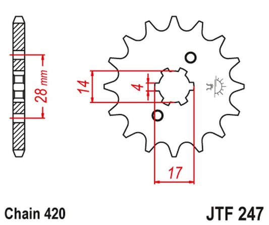 Front Sprocket 261 13 HONDA C 50 CUB (26113JT) (Chain. 420), JT Sprockets