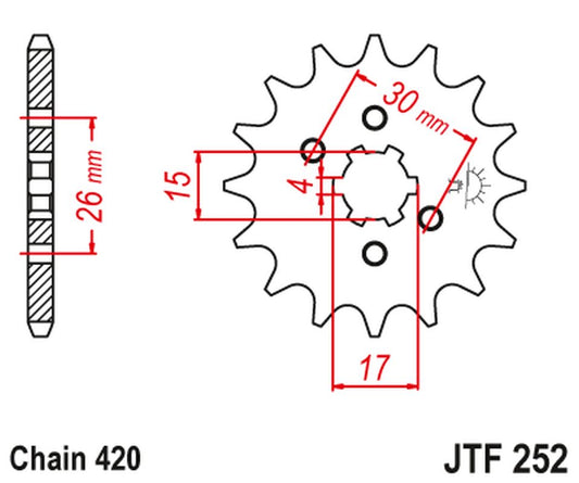 Front Sprocket 261 17 HONDA MBX/MTX 50 (26117JT) (Chain. 420), JT Sprockets