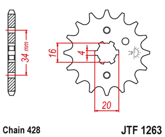 Front Sprocket 263 11 SUZUKI RM 80/85, YAMAHA XT 125 R/X (26311JT) (Chain. 428), JT Sprockets