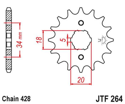 Front Sprocket 264 17 KYMCO HIPSTER, STRYKER, ZING (26417JT) (Chain. 428), JT Sprockets